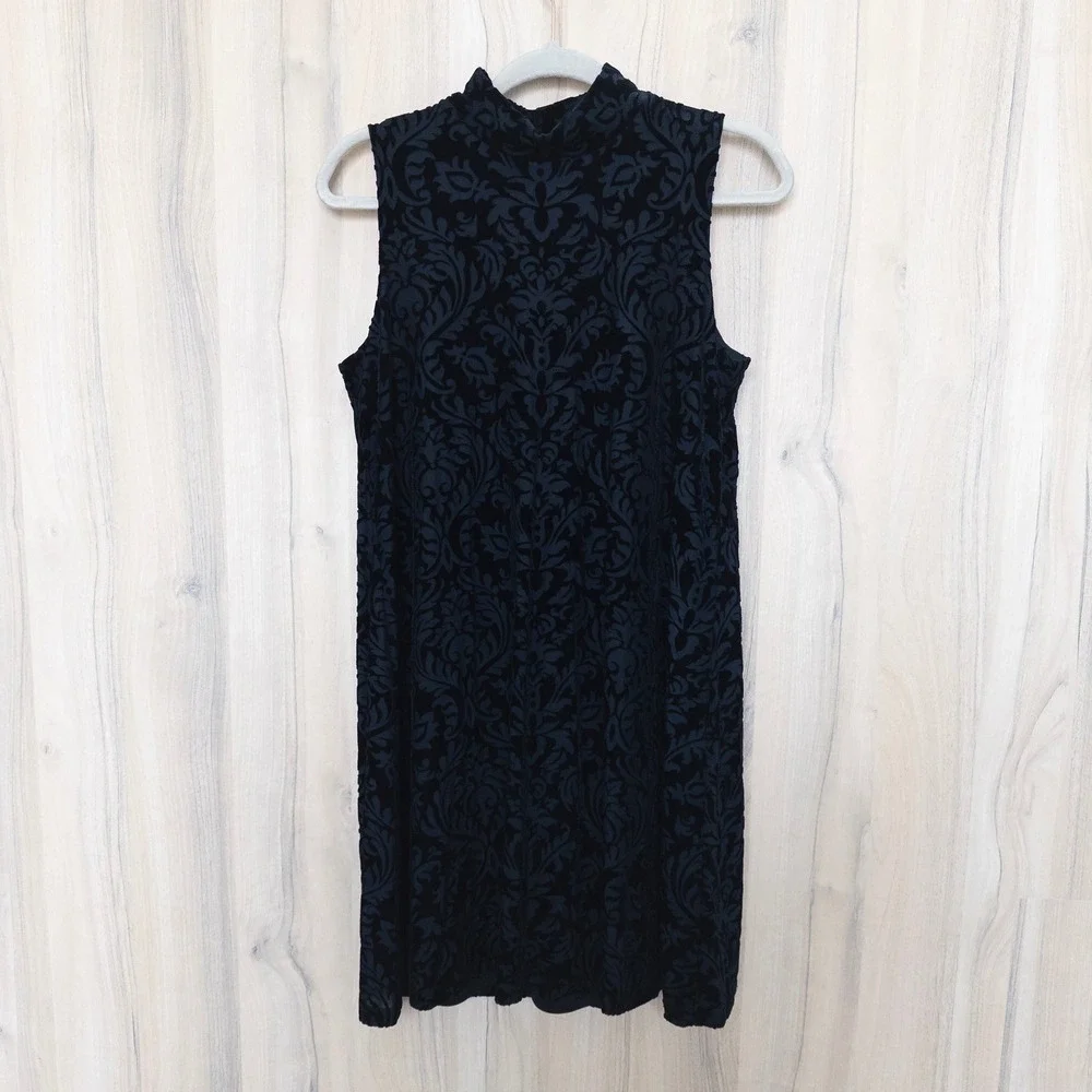Ronni Nicole Women Velvet Dress Size 10 Black Mock Neck Holiday Party Whimsigoth